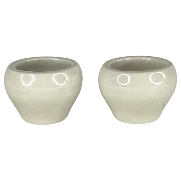 2 Vintage Hall China Open Salt Cellars White Ceramic Made In USA 1153 Dip Set - Picture 1 of 8